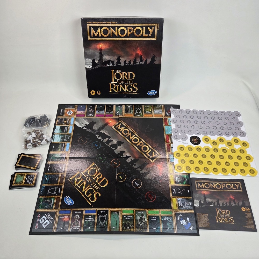 Monopoly Lord Of The Rings Hasbro Complete w/9 Detailed Miniatures & Ring